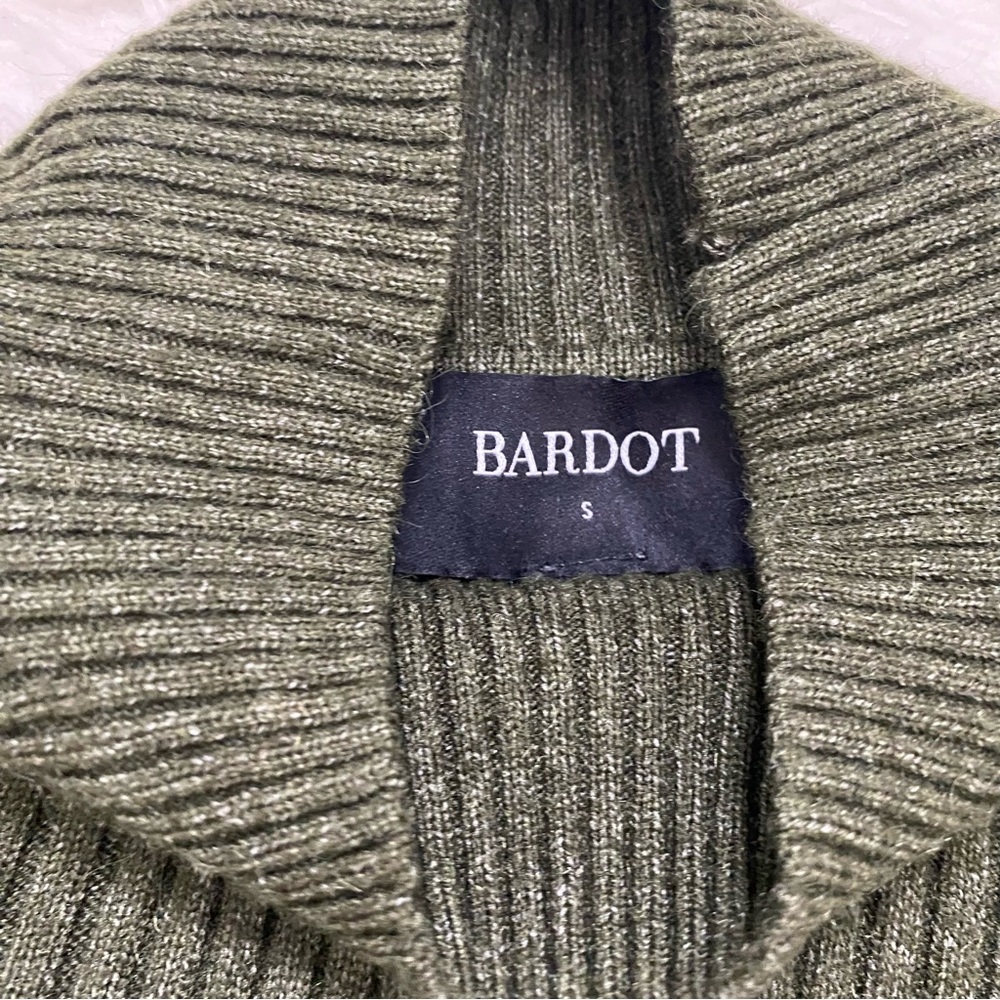 BARDOT Olive Green Ribbed Knit Dress - Picture 4 of 4